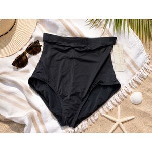 Anne Cole Signature Black High Waist Bikini Bottoms Tummy Control Size M NWT
